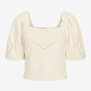 EXPRESS Embroidered Square Neck Puff Sleeve Top